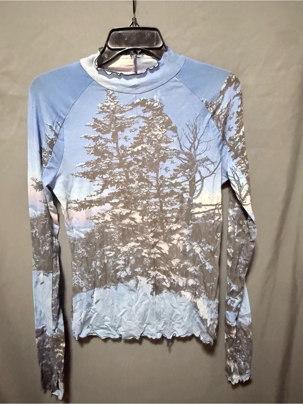 Free People Women’s Light Blue Scenic Long-Sleeve Mock Neck Top